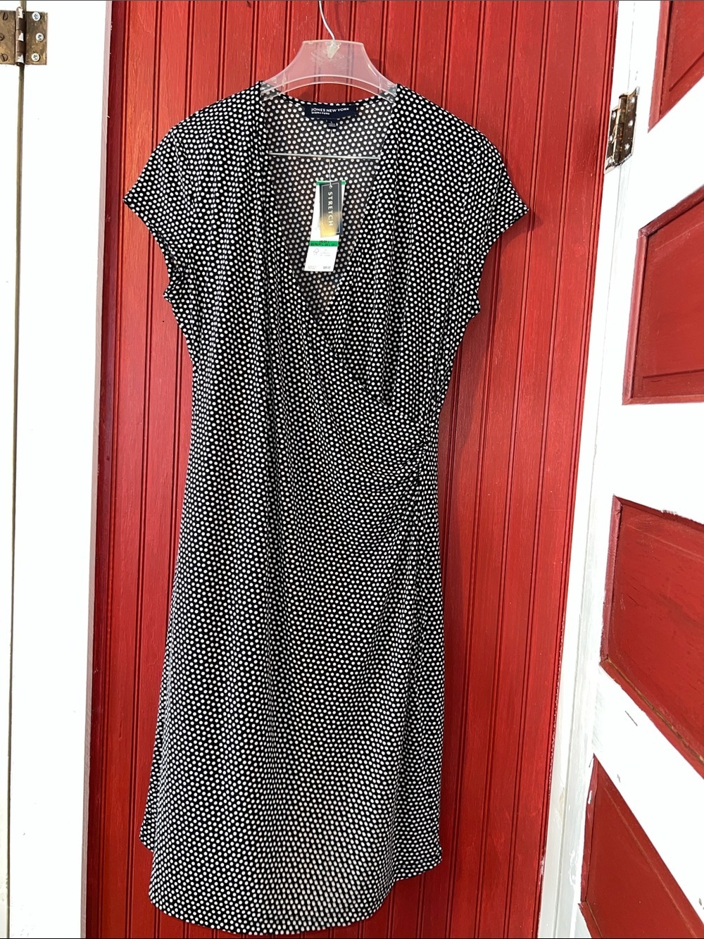 Jones New York Black and White Polka Dot Midi Dress